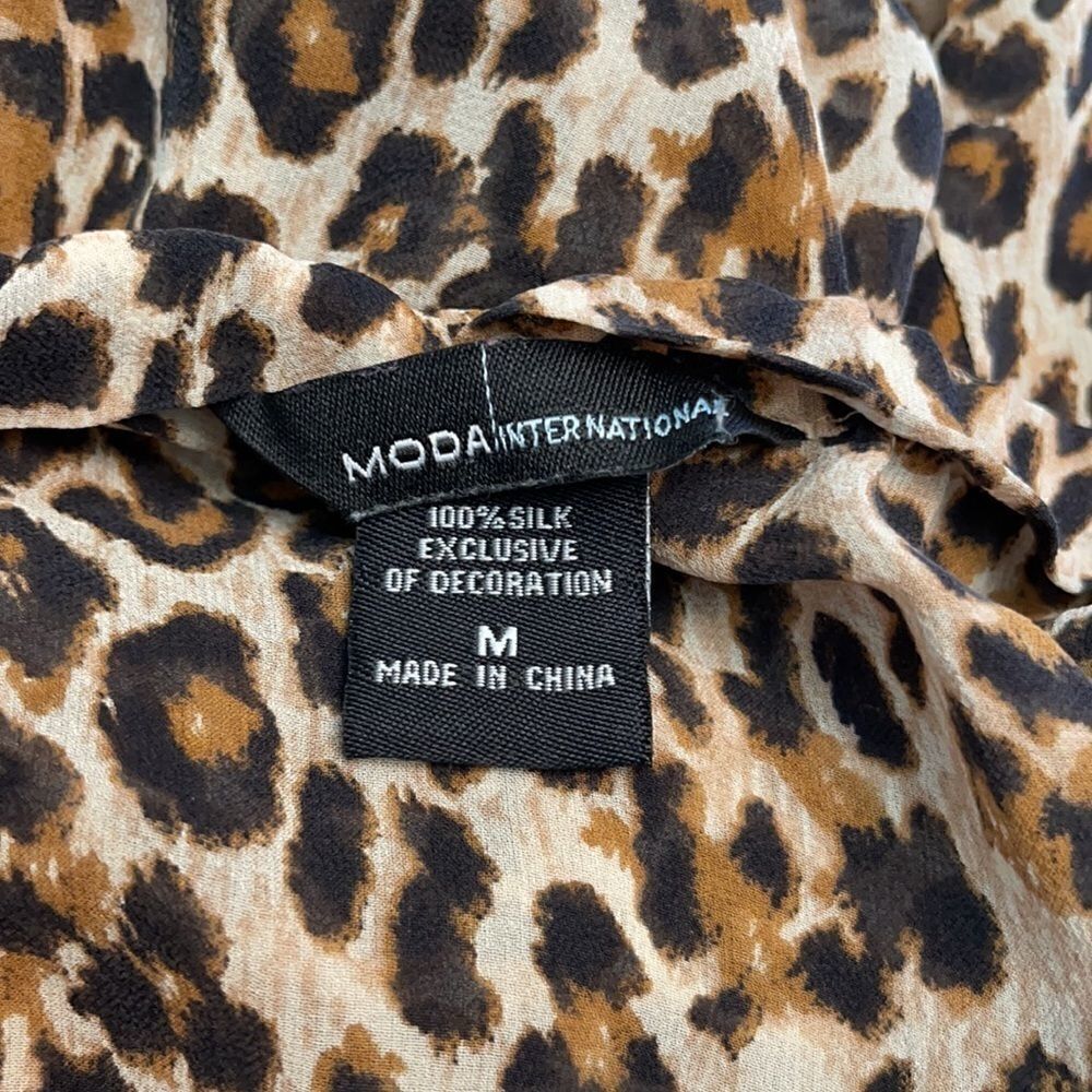 VS Moda International Silk Leopard Print Boho Sheer Top Sz M - Picture 12 of 12